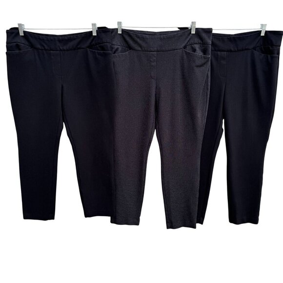Dalia Womens 2 Black 1Gray Stretch Slim Fit Pocket Ankle Pant Set of 3 Pants XL - Picture 1 of 11